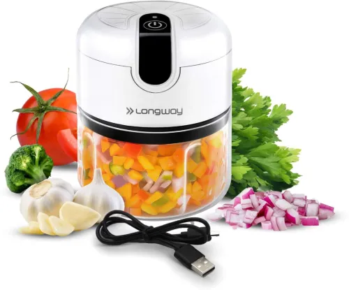 Image of Longway Slicer Rechargeable Mini Electric Chopper | One Touch Operation Electric Vegetable & Fruit Chopper (1 chopper)