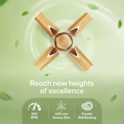 Longway Starlite-1 P1 with 2 Year Warranty Ultra High Speed 600 mm Ceiling Fan (Golden Beige | Pack of 1)