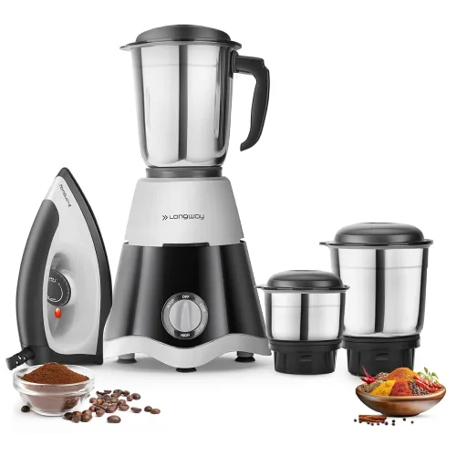 Image of Longway Supreme Dlx Mixer Grinder with 3 Jars (700W, Gray & Black)