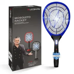 Longway Zappy Rechargeable Mosquito Killer Racket Built in COB Light | 3500V DC Voltage on The Net Mesh| Mosquito Bat | 1 Month Stand by 500mah Long Lasting Internal Battery (Blue)