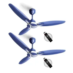 LONGWAY Zephyr 1200 mm BLDC Ceiling Fan with Remote Control | BEE 5 Star Rated Energy Efficient | Ultra High Speed 3 Blade Anti-Dust Decorative Ceiling Fan (Silver Blue, Pack of 2)