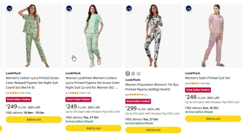Image of LookMark Pyjama Sets at minimum 86% Discount