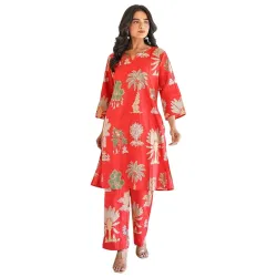 LookMark Womens Viscose Rayon Printed Stitched Kurta with Pant