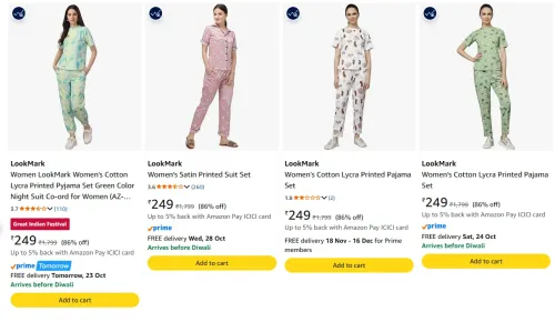 Image of LookMark Women's Pyjama Sets at minimum 83% Discount