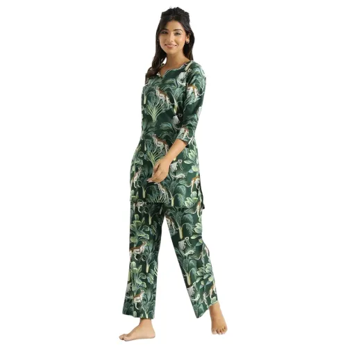 Image of LookMark Women's Printed Stitched Kurta with Pant
