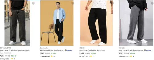 Image of Loose fit Jeans Starting @ ₹297
