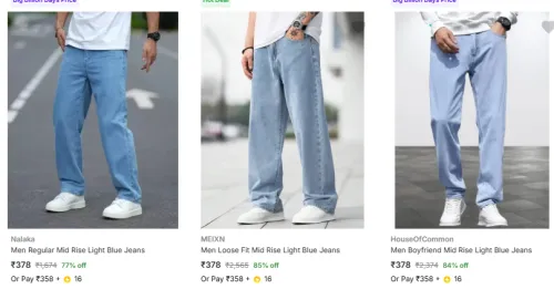 Image of Loose Fit Jeans Starting @ ₹378