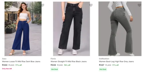 Image of Loose fit Women Jeans Starting @ ₹255