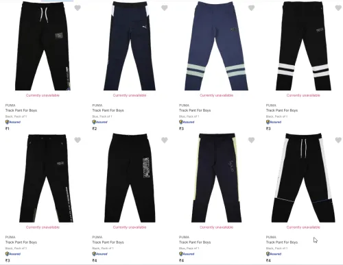 Image of Loot : Puma Kids' Track Pants starting @ ₹1
