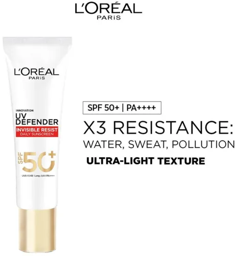 Image of L'Oréal Paris Sunscreen - SPF 50+ PA++++ UV DEFENDER INVISIBLE RESIST DAILY SUNSCREEN SPF50+ PA++++ 30ML (30 ml)