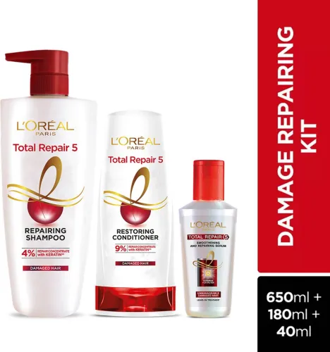 Image of LOréal Paris Total Repair 5Shampoo 650ml Conditioner180ml Serum 40ml 