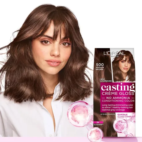 Image of L'Oréal Paris Casting Crème Gloss Hair Color With Glycolic Gloss Complex | 5X Glossier Hair Color | Shade 500 - Medium B