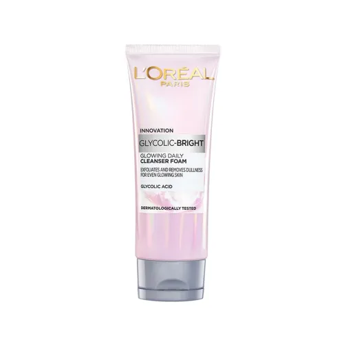 Image of L'Oreal Paris Glycolic Bright Daily Foaming Face Cleanser 100ml for All Skin Types
