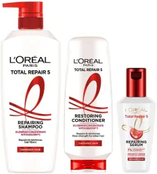 LOréal Paris Total Repair 5 Shampoo 650ml + Conditioner 175ml + Serum 40ml * Set of 3