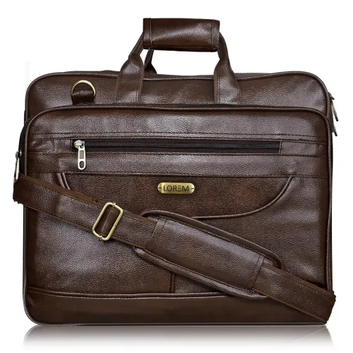 Image of LOREM Chocolate Faux Leather 28L Laptop Messenger Bag for Men BG08-UFBG