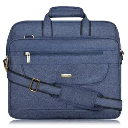 LOREM Unisex Blue Linen Textured Synthetic Laptop Bag BG24, (MC-BG24)
