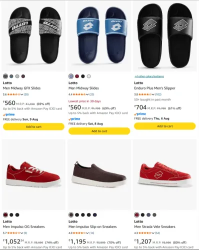 Image of Lotto Men's Footwears up to 70% Discount