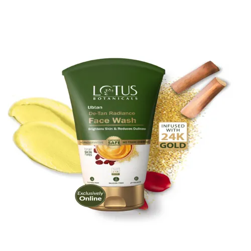 Image of Lotus Botanicals Ubtan De-Tan Radiance Infused with 24K Gold Face Wash - 100 ml