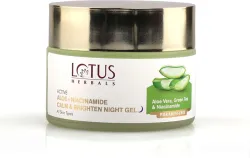 LOTUS HERBALS Active Aloe + Niacinamide Calm & Brighten Night Gel | Paraben Free (50 g)