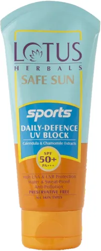 Image of LOTUS HERBALS Sunscreen - SPF 30 PA+++ Safe Sun Sports Daily-defence Uv Block SPF 50 _ 80g (80 g)