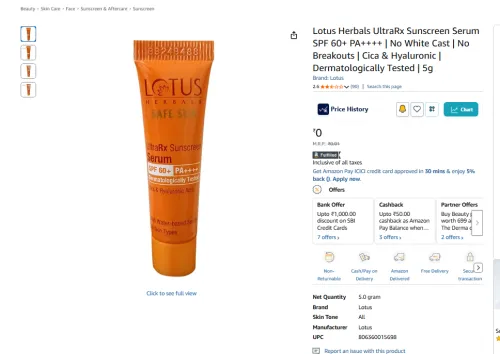 Image of Lotus Herbals UltraRx Sunscreen Serum