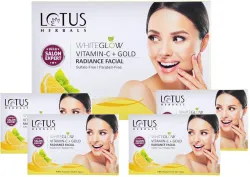LOTUS HERBALS WhiteGlow Vitamin C + Gold Radiance Facial Kit (4 in 1) (57 g × 4) (228 g)