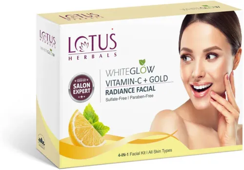 Image of LOTUS HERBALS WhiteGlow Vitamin C + Gold Radiance Facial Kit | Helps Reduce Dark Spots |  (5 x 11.4 g)