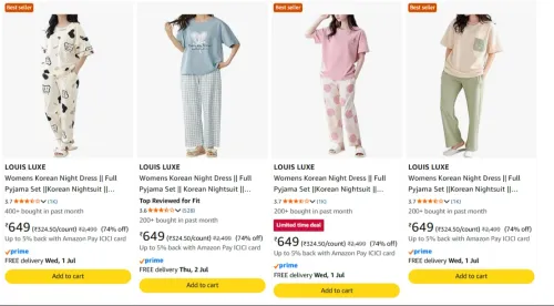 Image of Louis Luxe Women NightSet Upto 76% Discount