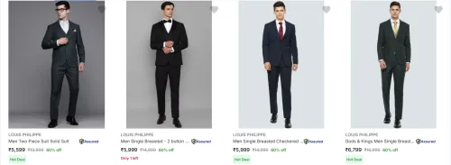 Image of Louis Philippe Men's Readymade Suits at Minimum 60% Discount