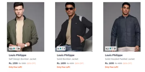 Image of Louis Philippe Men Fashion Jacket Flat 60% Discount