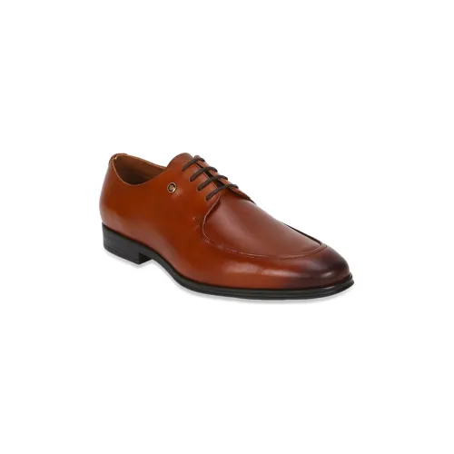 Image of Louis Philippe Men Premium Leather Breathable Lining Material Anti Slip with Heel TPR Sole Formal Derby Shoes