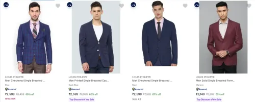 Image of LOUIS PHILIPPE Men's Readymade Blazers minimum 60% Discount