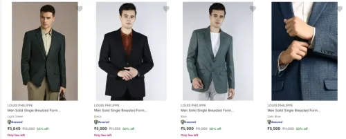 Image of LOUIS PHILIPPE Men's Readymade Blazers at minimum 50% Discount