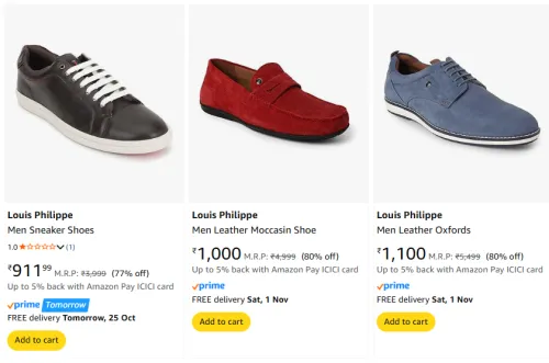 Image of Louis Philippe Men's Shoes upto 80% Discount