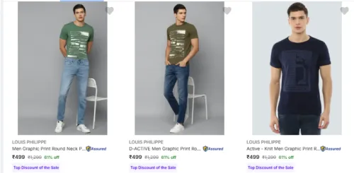 Image of LOUIS PHILIPPE Men's T Shirts at minimum 61% Discount
