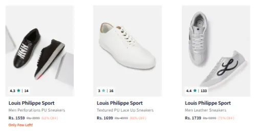Image of Louis Philippe Sport Men's Shoes at Minimum 60% Discount