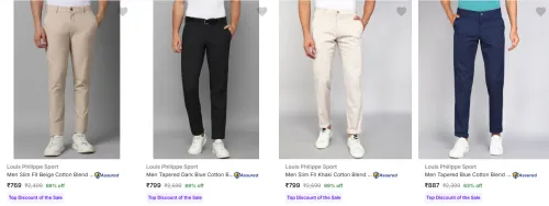 Image of Louis Philippe Sport Men's Trousers upto 69% Discount
