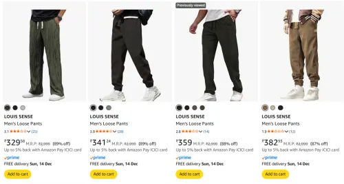 Image of LOUIS SENSE Men's Loose Pants upto 89% Discount