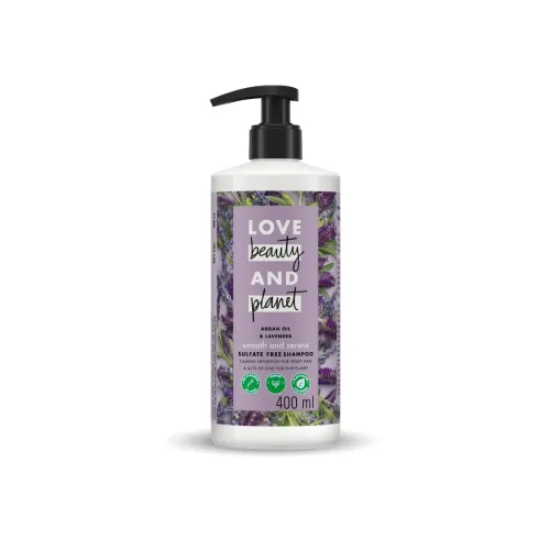 Image of Love Beauty & Planet Argan Oil and Lavender Sulfate Free Smooth and Serene Shampoo|| No Parabens|| No Dyes|| 400ml