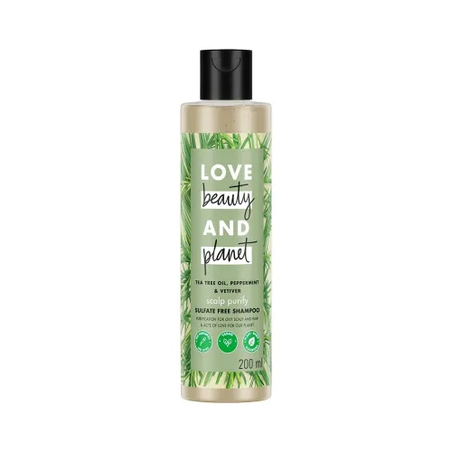 Image of Love Beauty & Planet Tea Tree || Peppermint & Vetiver Sulfate Free Purifying Shampoo || No Parabens || No Dyes || 200ml