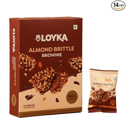 Image of Loyka Almond Brittle Brownie Choco Box -14 pcs | Premium Chocolate Gift Hamper | Choco & Nut Dryfruit Delicacy | Roasted