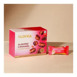 Loyka Caramel Almonds Dates Box - 100 gm box | Crunchy | Gift Hamper| No Refined Sugar Added | Made with Jaggery | Diet 