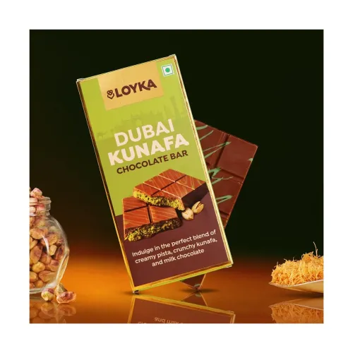 Image of Loyka Dubai Pistachio Kunafa Chocolate Bar, 50% Milk Chocolate, Creamy Pistachio & Crunchy Kunafa, Middle Eastern Sweet,