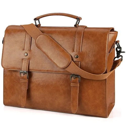 Image of Lubardy PU Leather Messenger Bag – Large, Brown