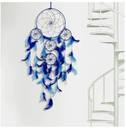 lucky dream crafts Feather Dream Catcher  (22 inch, Blue)