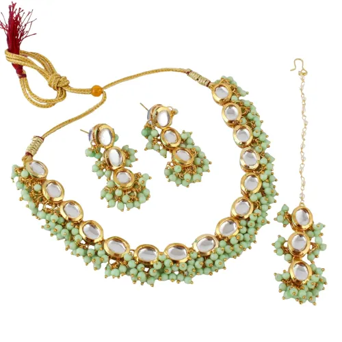 Image of Lucky Jewellery Back Meenakari 18k Necklace set