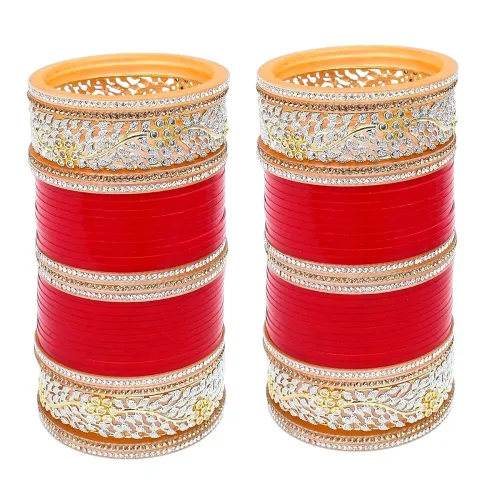 Image of Lucky Jewellery Bridal Bangle Set Dhanteras/Diwali/Bhai Dooj Collection Red