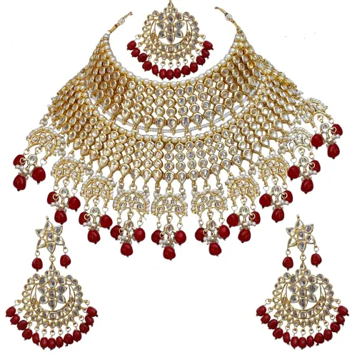 Image of Lucky Jewellery Ethnic Gold Plating Padmavat Jewelry Kundan Necklace Set 