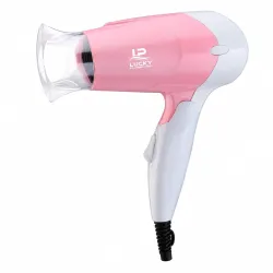 LUCKY PROFESSIONAL Foldable Hair Dryer for Women & Men | Portable Travel Hair Dryer with Concentrator Nozzle | 2 Heat & 2 Speed Settings | Lightweight Salon | Pink & White
