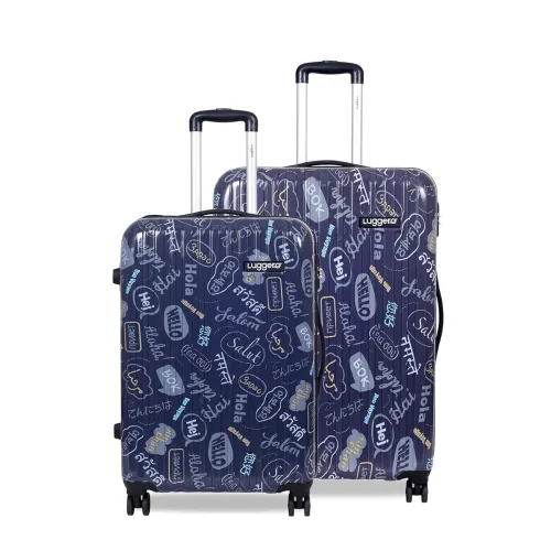 Image of Luggero - Film Classic Light-Weight & Durable Polycarbonate Hello Blue Unisex Hard Luggage|Set of 2 